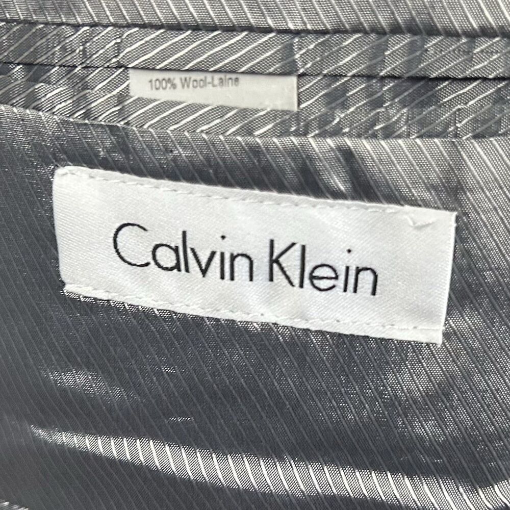 Calvin Klein 40R Tuxedo Jacket 100% Wool All Black Two Button Fully Lined - Picture 3 of 8